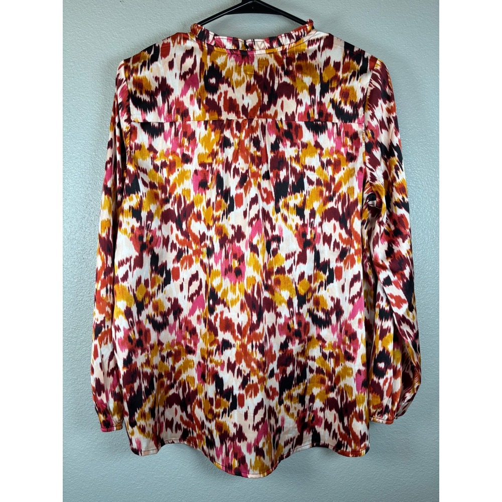 Fred David Women's Small Abstract Print‎ Long Sleeve V Neck Tie Neck Blouse NWT - Picture 5 of 7